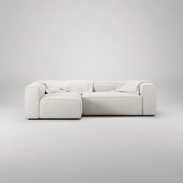 Grand 3-Sitssoffa Divan Vänster Bouclétyg Steam White