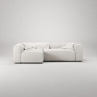 Grand 3-Sitssoffa Divan Vänster Bouclétyg Steam White
