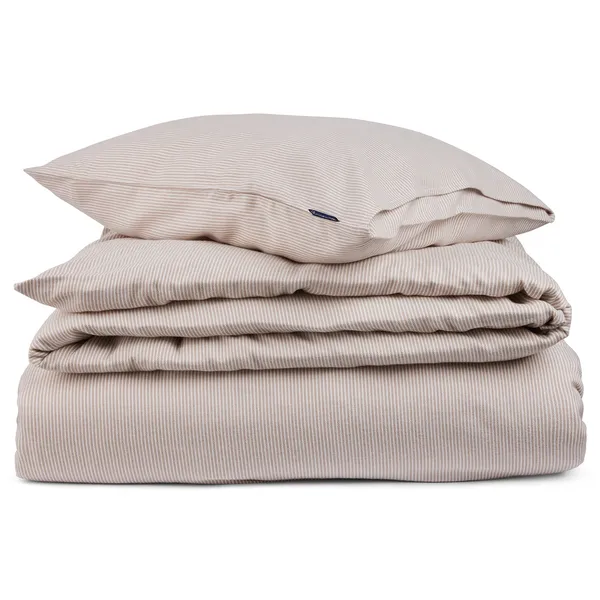 Striped Lyocell/Flannel Sengesett 220x220 + 50x60x2 Beige