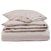 Striped Lyocell/Flannel Sengesett 220x220 + 50x60x2 Beige