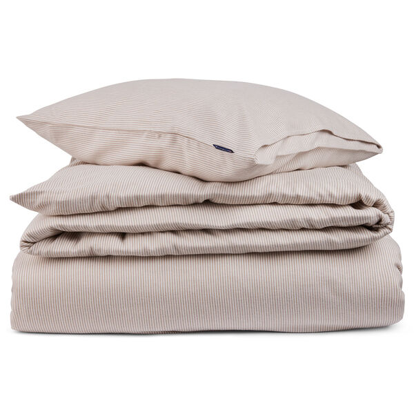 Striped Lyocell/Flannel Sengesæt 220x220 + 50x60x2 Beige