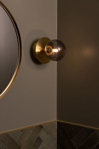 Art Deco Vegg-/Taklampe Røykfarget / Messing