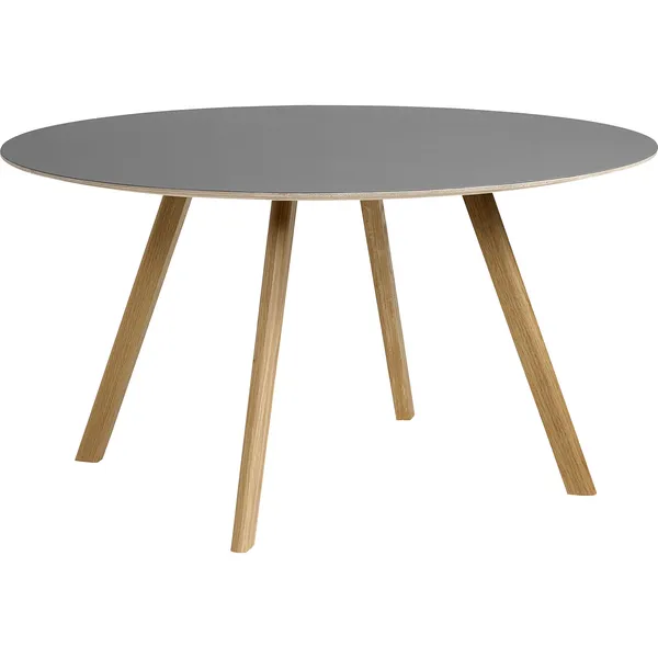 CPH 25 2.0 Pöytä Ø140x74 cm Vesipohjaisella Lakalla Käsitelty Tammi / Harmaa Linoleumi