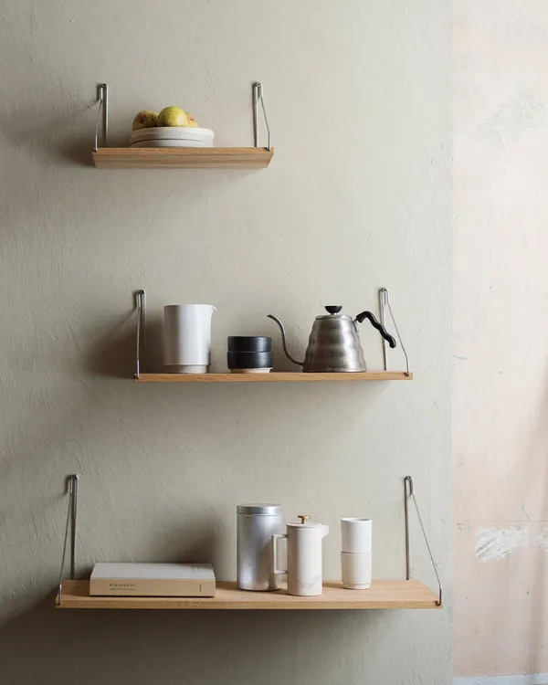 Single Hylle 27x80 cm Eik / Rustfritt Stål