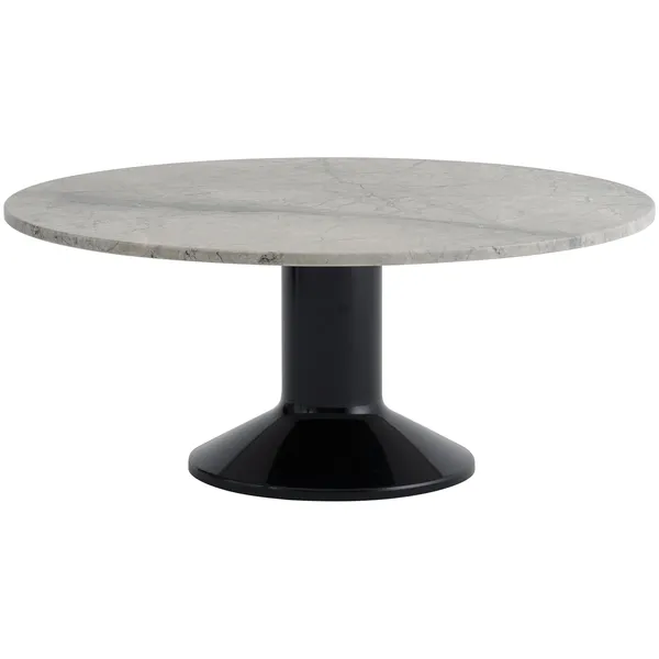 Midst Soffbord Ø90 cm Grå Marmor / Svart
