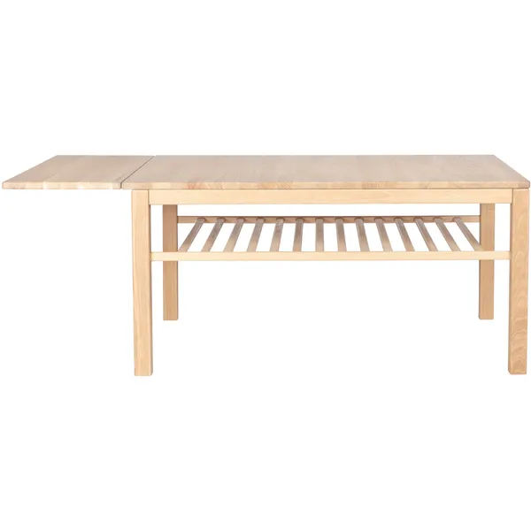 Klassik 4C Sofabord med Foldeplade & Skuffe 75x110 cm Hvidolieret Egetræ
