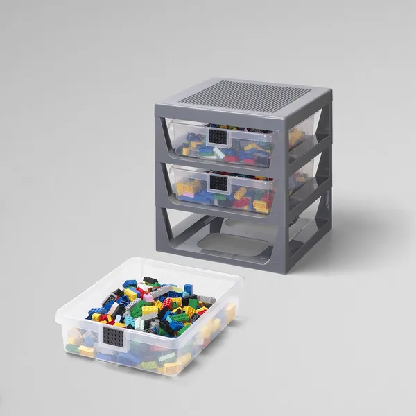 LEGO® Hylde med Skuffe Grå