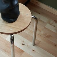 FM630 Skammel Poleret Stål/Eg