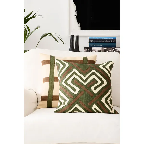 Gujarat Kuddfodral 50x50 cm Taupe/Cactus Green