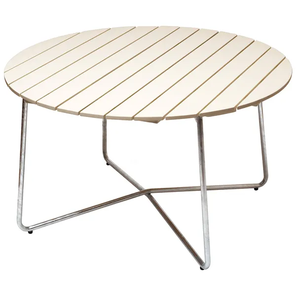 9A Bord Ø120 cm Vitlackad Ek / Varmförzinkat Stål