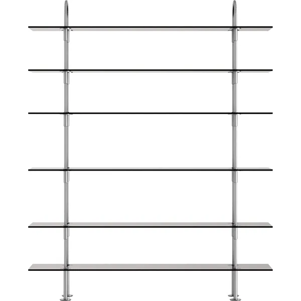 Keen Hyldesystem Med 6 Hylder 160 cm Satinpoleret Rustfrit stål / Tonet Glas