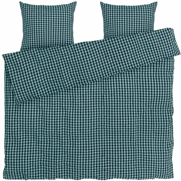 Bæk & Bølge Sengesæt 220x220 cm Grønt / Lyseblåt