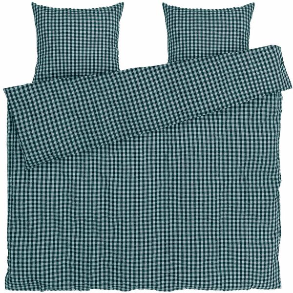 Bæk & Bølge Sengesæt 220x220 cm Grønt / Lyseblåt
