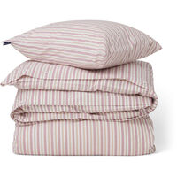 Dobby Striped Cotton Poplin Sengesett Hvit / Beige / Rød 220x220 cm