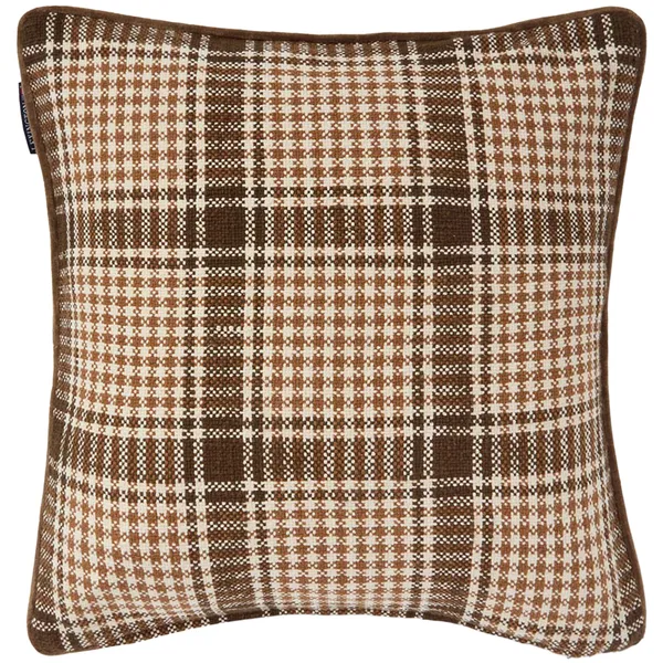 Checked Pudebetræk 50x50 cm Brunt / Fudge / Lys Beige