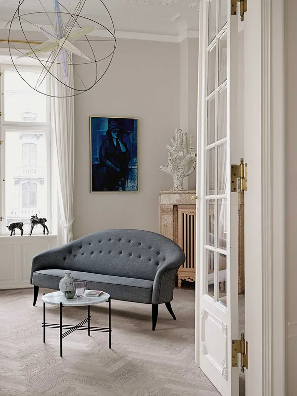 Ts Bord XL Ø105cm H40cm Sort/ Hvid Marmor