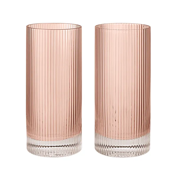 Ripple Highball-Glass 2-pk Blush
