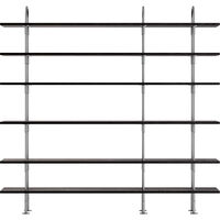 Keen Hyllsystem Med 6 Hyllplan 208 cm Satinpolerat Rostfritt stål / Svartbrunbetsad Ask