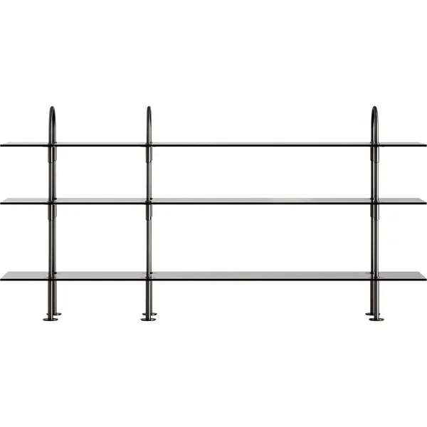 Keen Hyldesystem Med 3 Hylder 208 cm Sort Messing / Tonet Glas