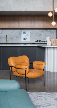 Bollo Lounge-Tuoli Mustat Jalat / Nahka Vintage Cognac
