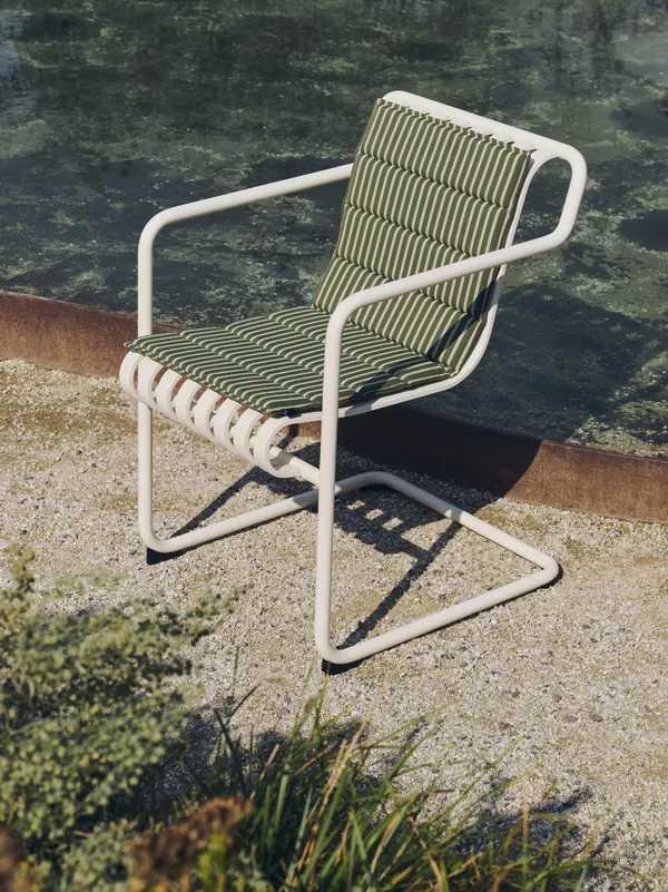 Palissade Cantilever Armchair Cream white powder coated steel