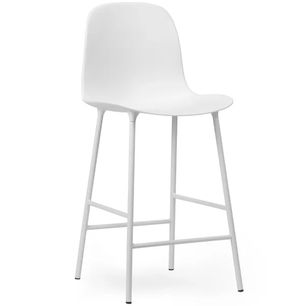 Form Barstol Hög Rygg 65 cm Stål Vit