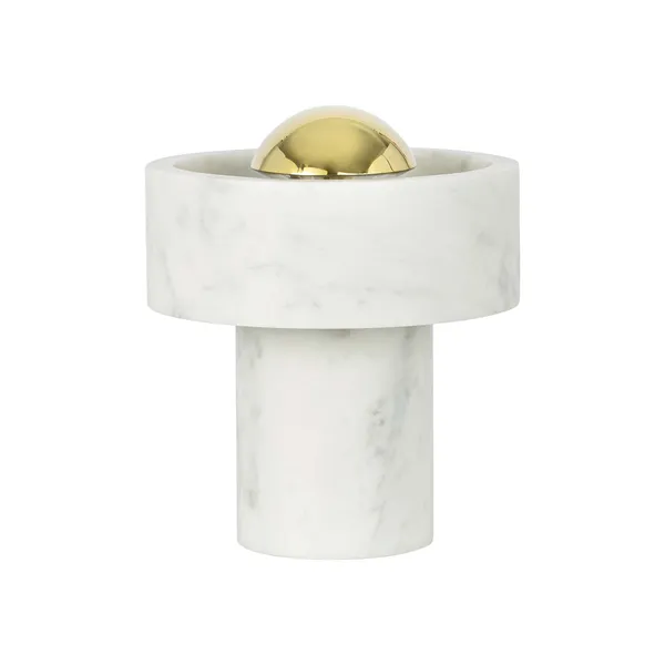 Stone Portabel Lampa Vit Marmor / Guld