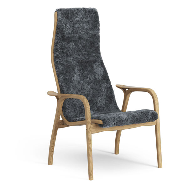 Lamino Fåtölj Oljad Ek / Fårskinn Charcoal