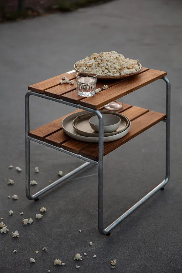 L45 Sidobord Obehandlad Teak Oljad Ek / Varmförzinkat Stål