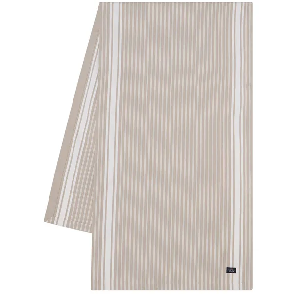 Icons Striped Organic Cotton Oxford Bordløber 50x150 cm Beige / Hvid