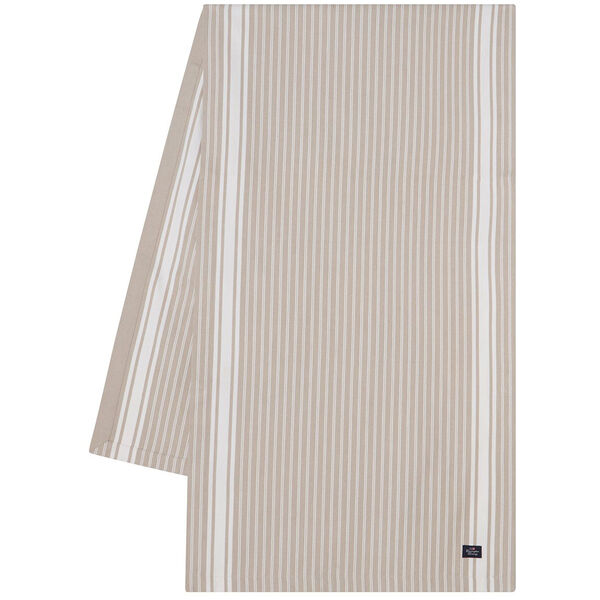 Icons Striped Organic Cotton Oxford Bordløper 50x150 cm Beige / Hvit