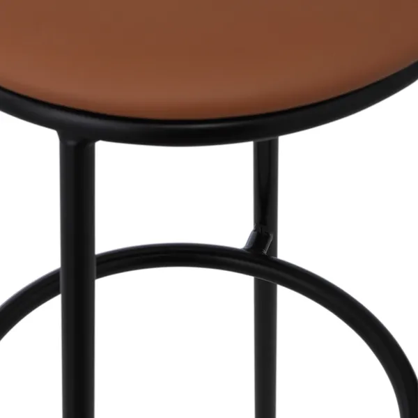 Circa Barstool 65 cm Black Steel Baarijakkara Vaahtomuovi Nahanruskea