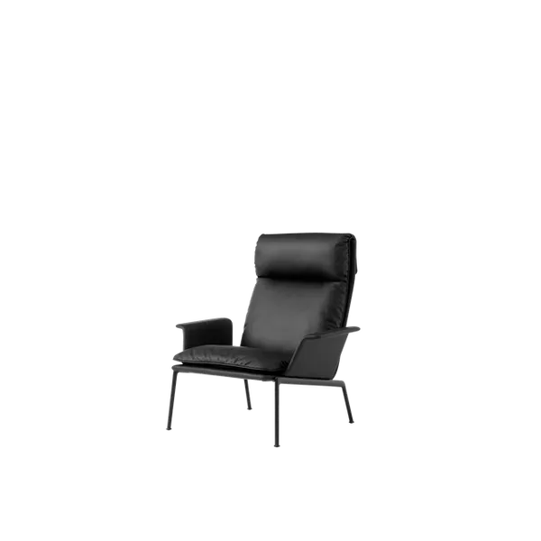 Muno LN17 Nojatuoli Käsinojilla & Korkea Selkänoja Varm Sort/Noble Leather Black