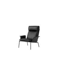Muno LN17 Nojatuoli Käsinojilla & Korkea Selkänoja Varm Sort/Noble Leather Black