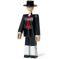 Norsk Bunad-Man Träfigur Svart/Svart / Vit