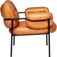 Bollo Lounge-Tuoli Mustat Jalat / Nahka Vintage Cognac