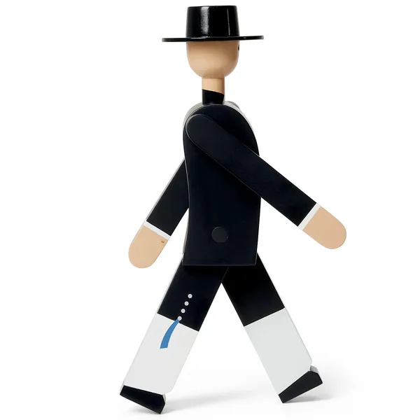 Norsk Bunad-Man Träfigur Svart/Svart / Vit