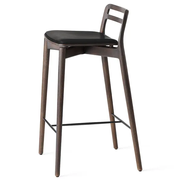 484 Cabin Counter Chair Dark Oak / Black Leather