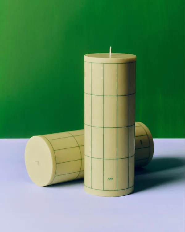HAY Column Stearinlys Stor Lysegrøn/Mørkegrøn