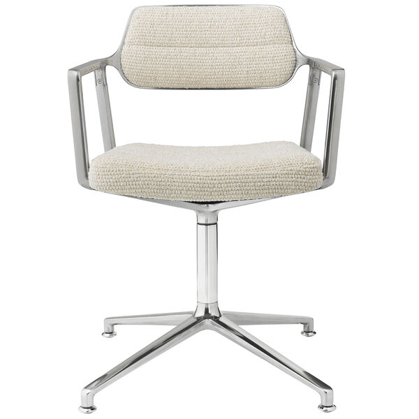 453 Drejestol Poleret Aluminium / Wavy Offwhite