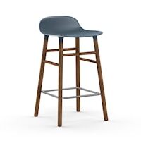 Form Barstol 65cm Blå/Valnøddetræ