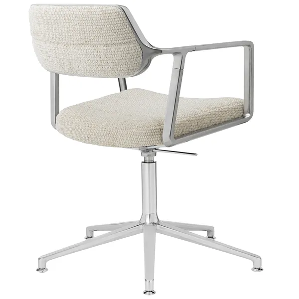 453+ Swivel Chair Polished Aluminium / Wavy Off-white