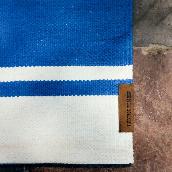 Organic Striped Cotton Rug Matto 70x130 cm Sininen