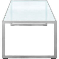 Square Salongbord 122x62 cm Silver Grey/Glass