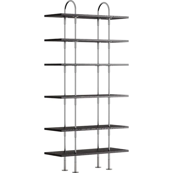 Keen Hyldesystem Med 6 Hylder 96 cm Satinpoleret Rustfrit stål / Sortbrun bejdset Ask