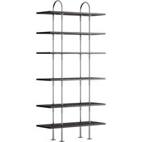 Keen Hyldesystem Med 6 Hylder 96 cm Satinpoleret Rustfrit stål / Sortbrun bejdset Ask