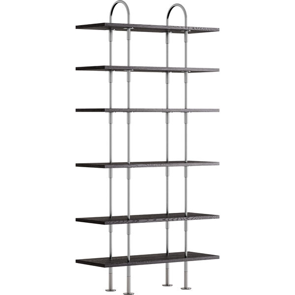 Keen Hyldesystem Med 6 Hylder 96 cm Satinpoleret Rustfrit stål / Sortbrun bejdset Ask