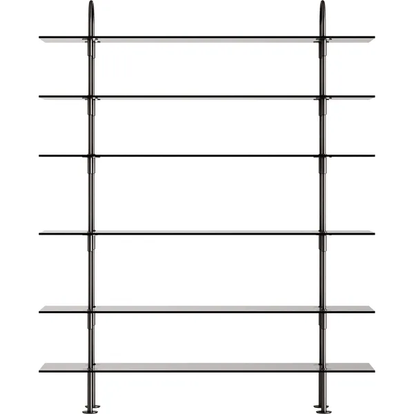 Keen Hyldesystem Med 6 Hylder 160 cm Sort Messing / Tonet Glas