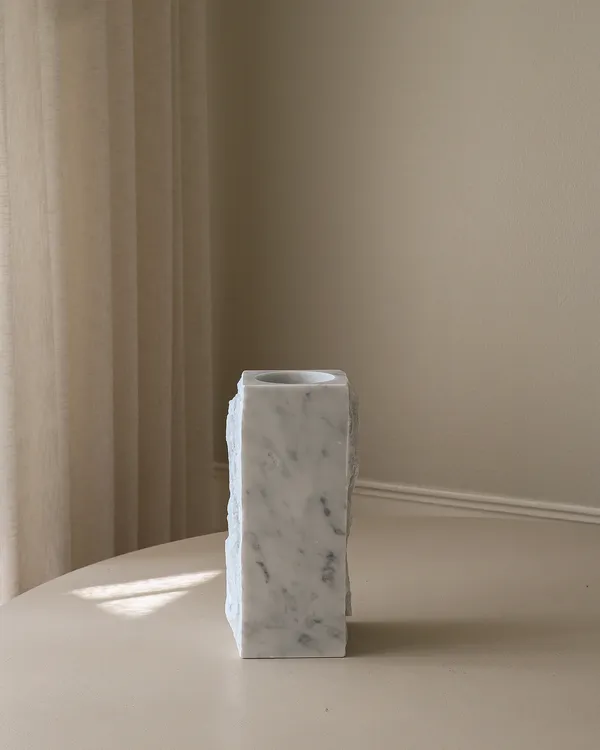 Edge Vase Medium White Carrara