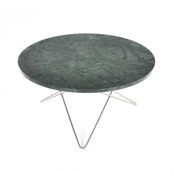 O Table Soffbord Ø80 cm Stål/Grön Marmor